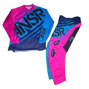 ANSwer Womens MD Syncron WMX Motocross Jersey Pants Set Pink Blue